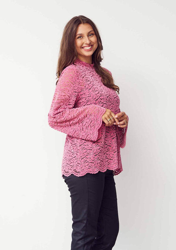 I SAY Kamille Lace Blouse Blouses 536 Cerise