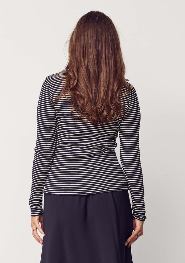 I SAY Karla Rollneck Blouse Blouses M41 Black w/Cream