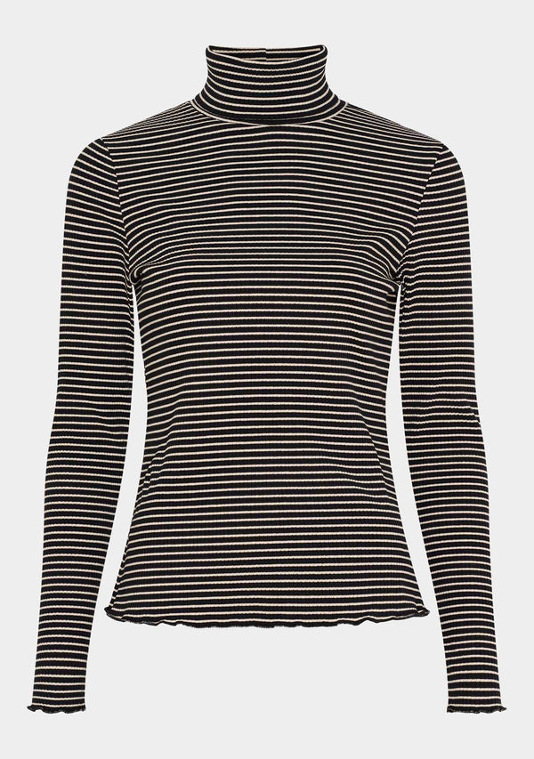 I SAY Karla Rollneck Blouse Blouses M41 Black w/Cream