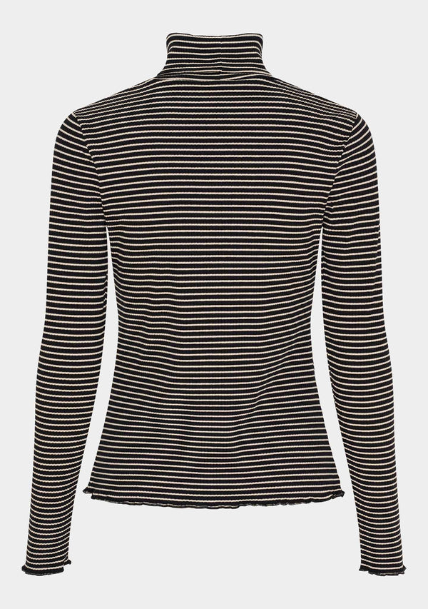 I SAY Karla Rollneck Blouse Blouses M41 Black w/Cream