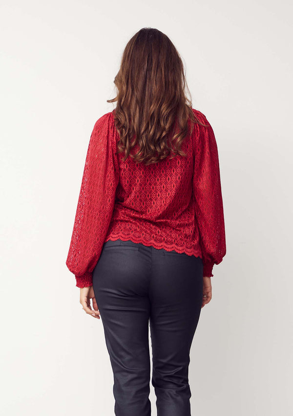 I SAY Katty Lace Blouse Blouses 440 Warm Red