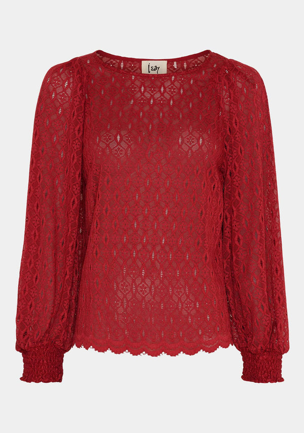 I SAY Katty Lace Blouse Blouses 440 Warm Red