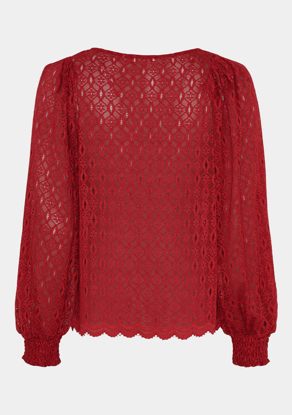 I SAY Katty Lace Blouse Blouses 440 Warm Red