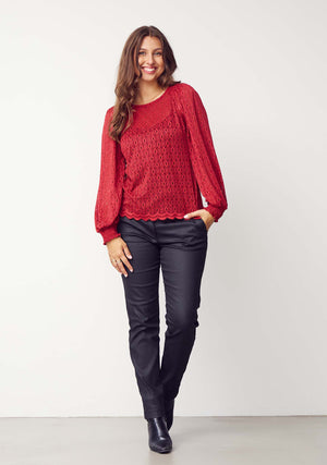 I SAY Katty Lace Blouse Blouses 440 Warm Red
