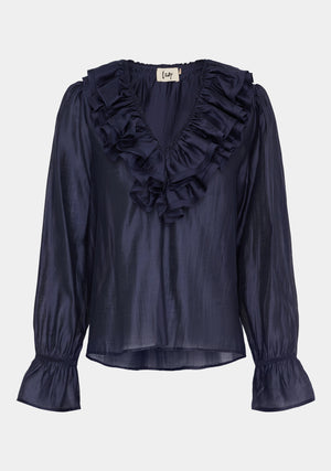 I SAY Klara Flounce Blouse Blouses 659 Dark navy