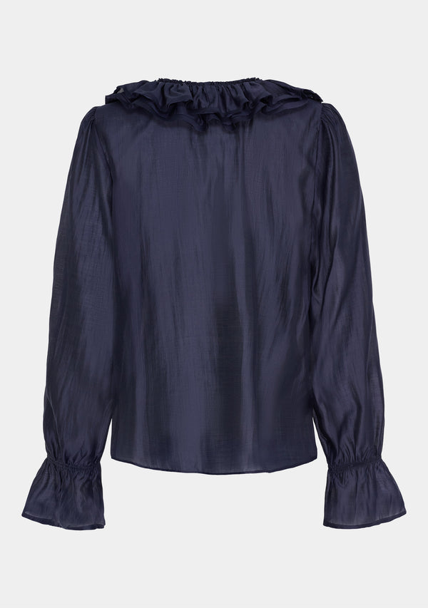 I SAY Klara Flounce Blouse Blouses 659 Dark navy