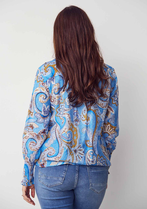 I SAY Lotta Smock Shirt Shirts N13 Fresh Blue Paisley