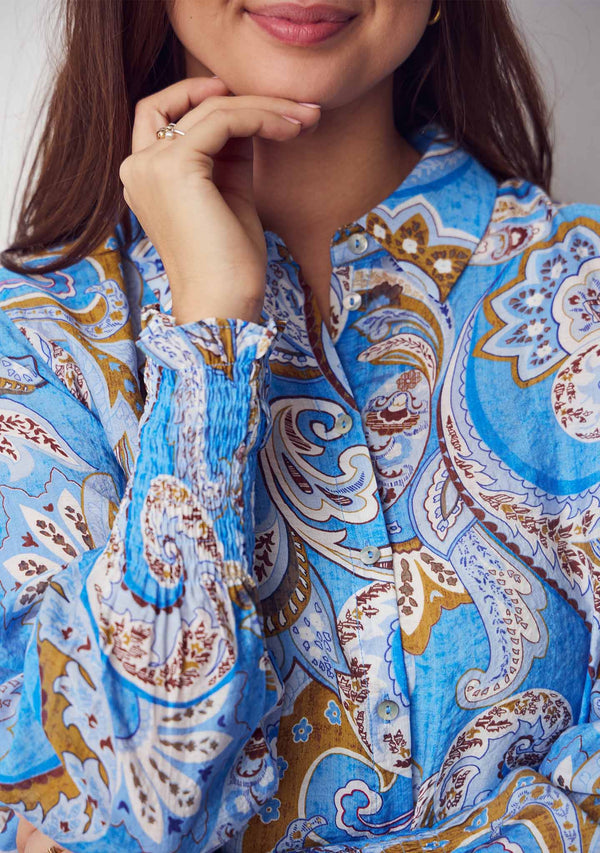 I SAY Lotta Smock Shirt Shirts N13 Fresh Blue Paisley