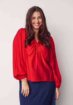 I SAY Lykke V-Neck Blouse Blouses 432 Fresh Red