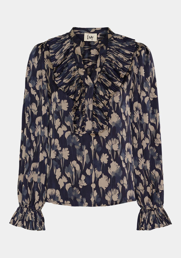 I SAY Melba Pleat Blouse Blouses A30 Blue Mood