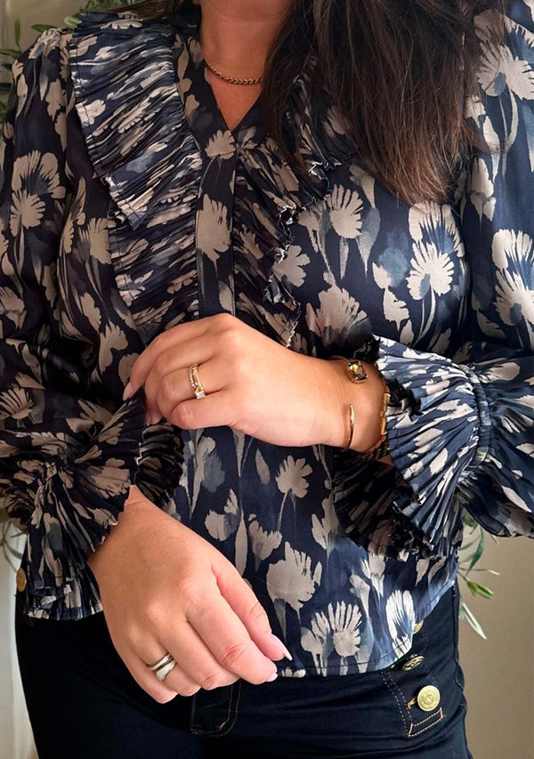 I SAY Melba Pleat Blouse Blouses A30 Blue Mood