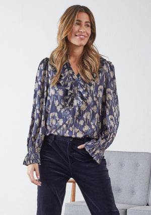 I SAY Melba Pleat Blouse Blouses A30 Blue Mood