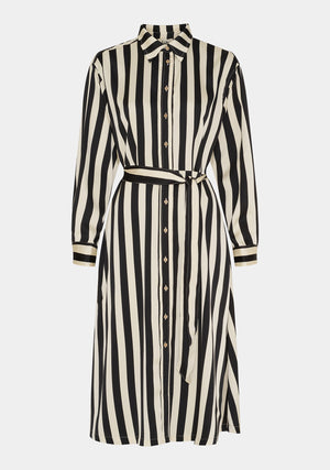 I SAY Melba Shirt Dress Dresses M27 Black/Cream Stripe