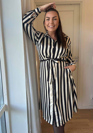 I SAY Melba Shirt Dress Dresses M27 Black/Cream Stripe
