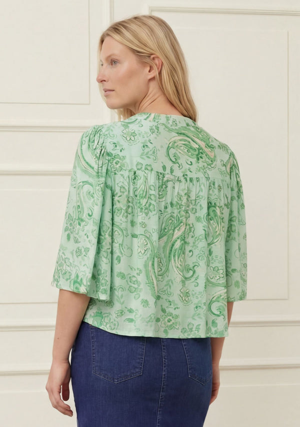I SAY Melba s/s Blouse Blouses N34 Fresh Green Paisley