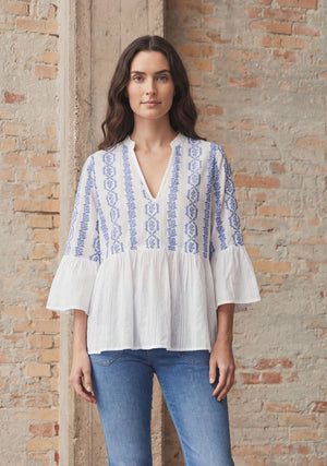 I SAY Mina Blouse Blouses N33 Blue Flower Vine