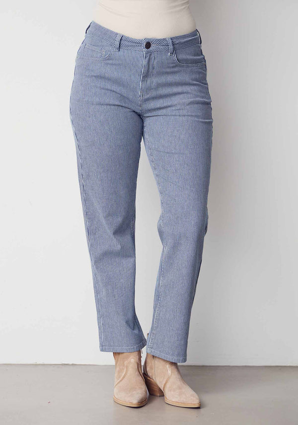 I SAY Monza Striped Jeans Pants G12 Milky Stripe