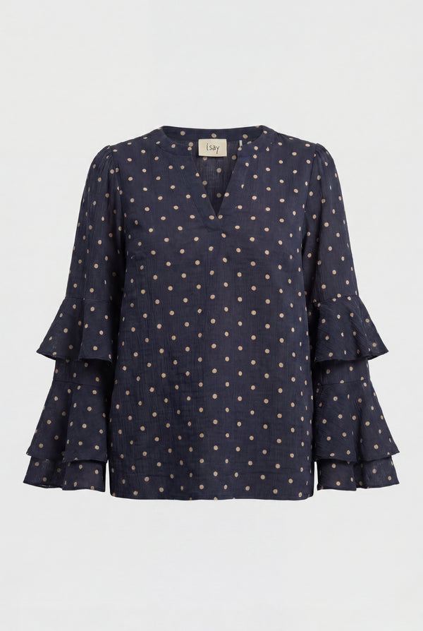 I SAY Naomi Blouse Blouses D67 Navy Dot
