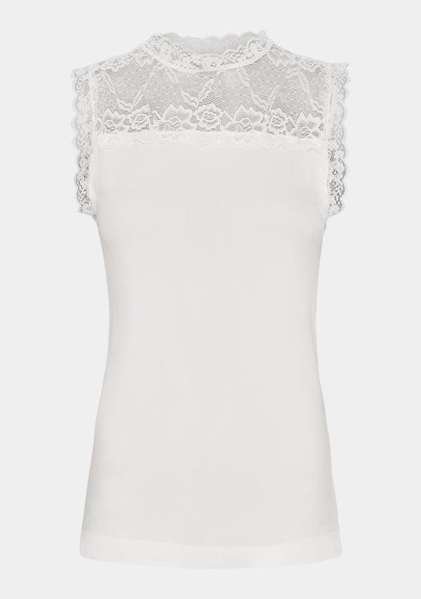 I SAY Nilla Highneck Top Tops 101 Broken White