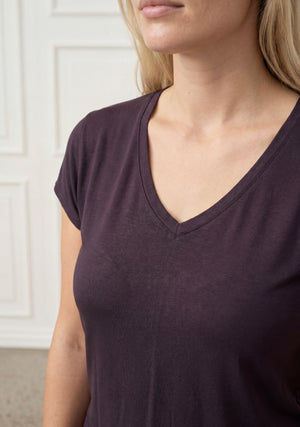 I SAY Nugga V-Neck T-Shirt Basics 419 Aubergine