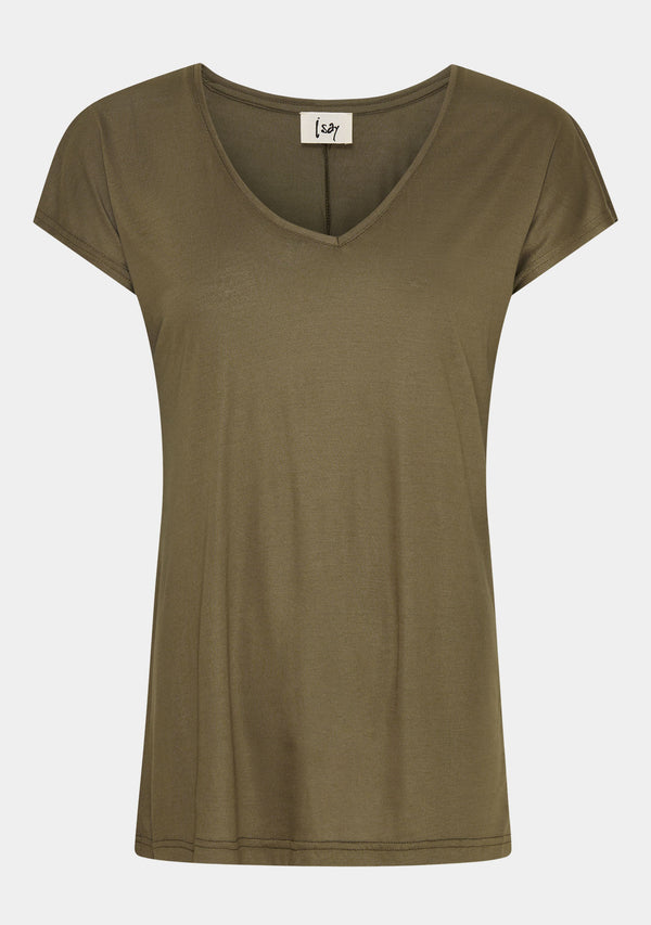 I SAY Nugga V-Neck T-Shirt Basics 885 Khaki