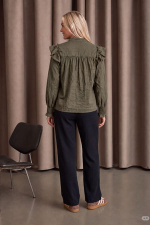 I SAY Olise Flounce Shirt Shirts 885 Khaki