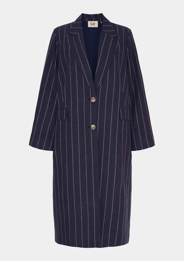 I SAY Pearl Coat Jackets M60 Denimblue Stripe