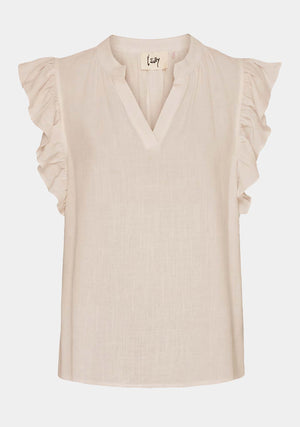 I SAY Pearl Flounce Top Tops 112 Sand