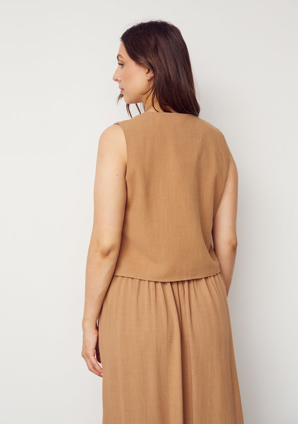 I SAY Pearl Waistcoat Vest 321 Luxury Camel