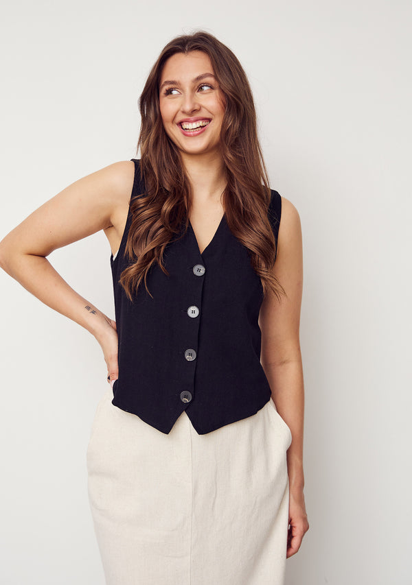 I SAY Pearl Waistcoat Vest 900 Black