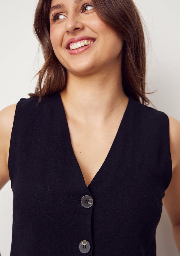 I SAY Pearl Waistcoat Vest 900 Black