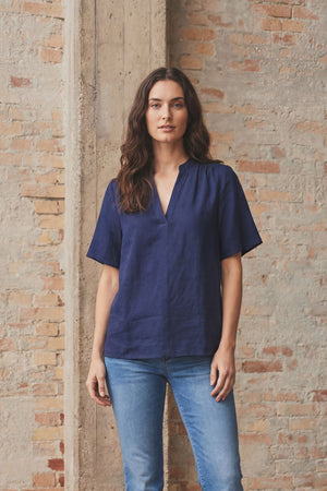 I SAY Pearl s/s Blouse Blouses 640 Navy