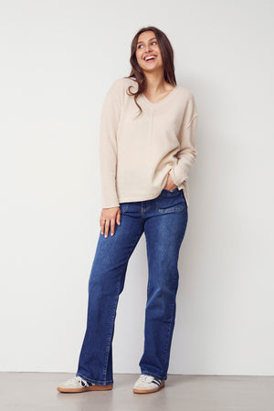 I SAY Robin V-Neck Pullover Knitwear 146 Cream