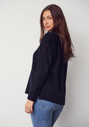 I SAY Robin V-Neck Pullover Knitwear 900 Black