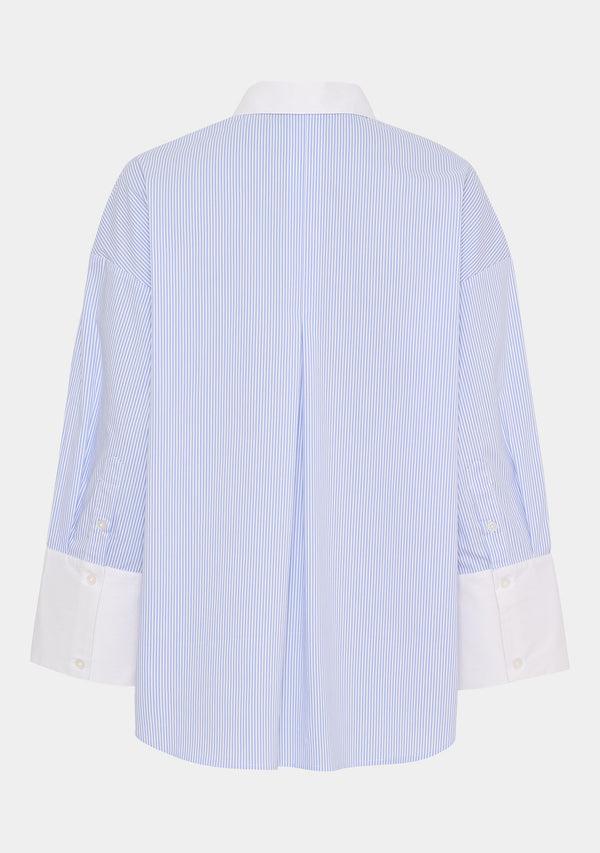 I SAY Sigga Contrast Shirt Shirts B84 Light Blue Stripe