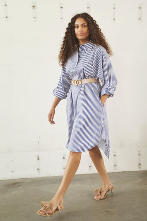 I SAY Sigga Striped Dress Dresses N17 Jeans Blue Stripe