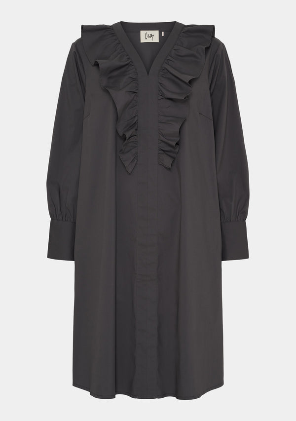 I SAY Sigga V-Flounce Dress Dresses 911 Grey