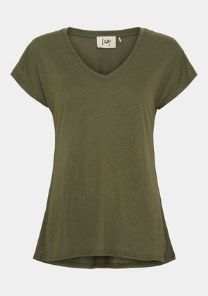 I SAY Tess V-Neck T-Shirt T-Shirts 885 Khaki