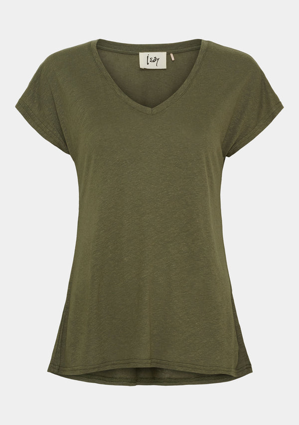 I SAY Tess V-Neck T-Shirt T-Shirts 885 Khaki