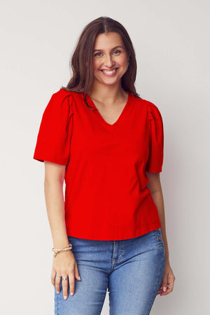 I SAY Tinni V-Neck T-Shirt Basics 432 Fresh Red
