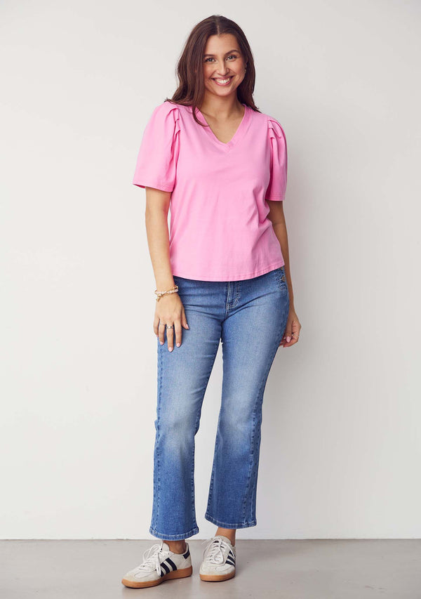 I SAY Tinni V-Neck T-Shirt T-Shirts 515 Hot pink