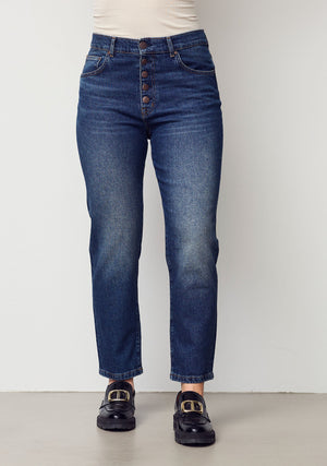 I SAY Torino Cropped Jeans Pants M21 Dark Marble Denim