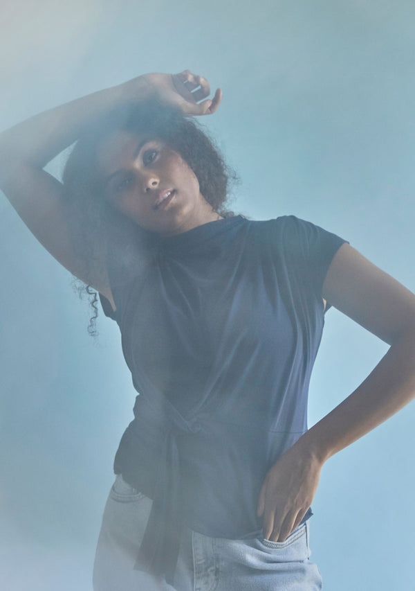 I SAY Uda Drape Top Tops 640 Navy