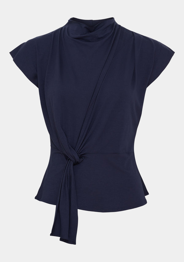 I SAY Uda Drape Top Tops 640 Navy