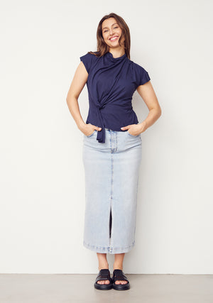 I SAY Uda Drape Top Tops 640 Navy
