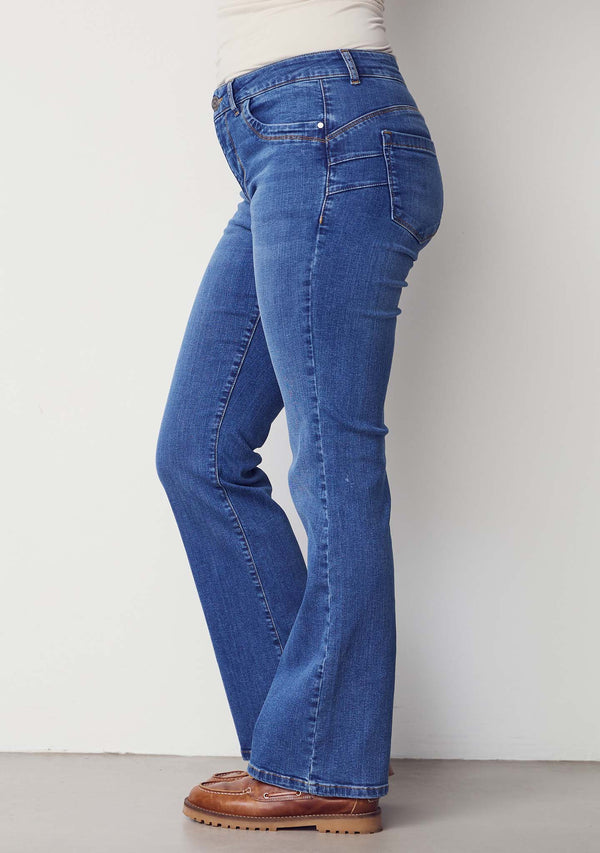 I SAY Verona Flare Jeans Pants 700 Mid Denim Wash