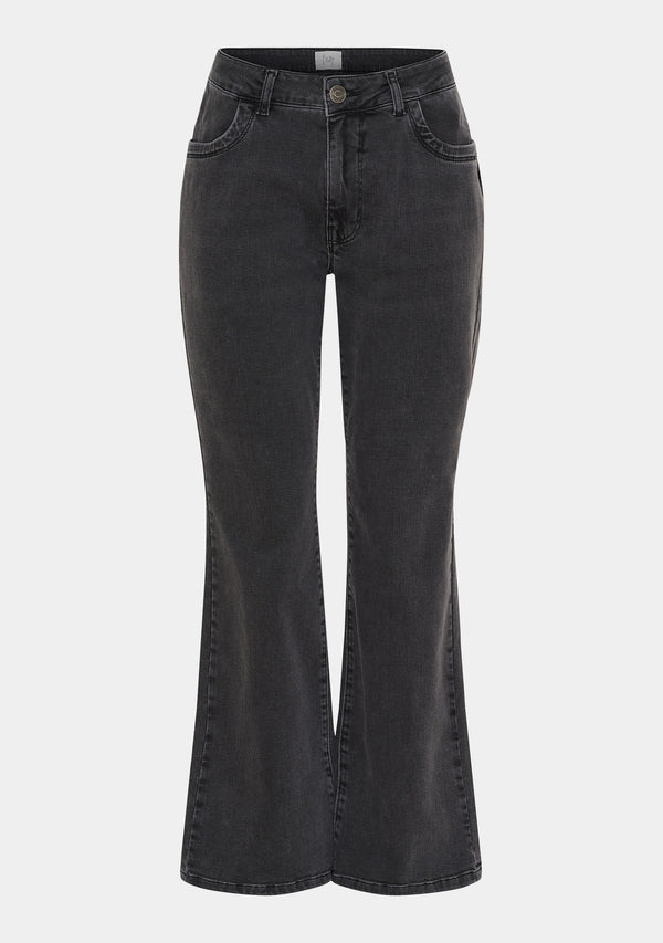 I SAY Verona Flare Jeans Pants 958 Dark Grey Wash