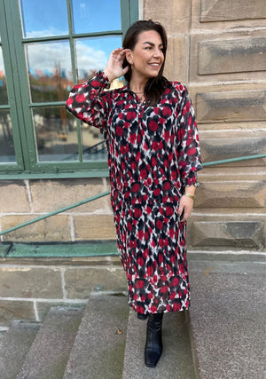 I SAY Vibse Long Dress Dresses H89 Red Abstraction