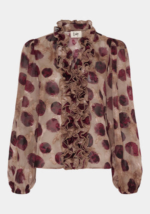 I SAY Vibse Ruffle Blouse Blouses M80 Wine Bomb