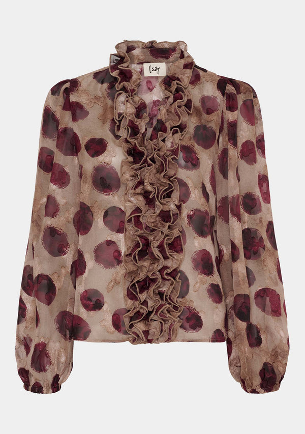 I SAY Vibse Ruffle Blouse Blouses M80 Wine Bomb